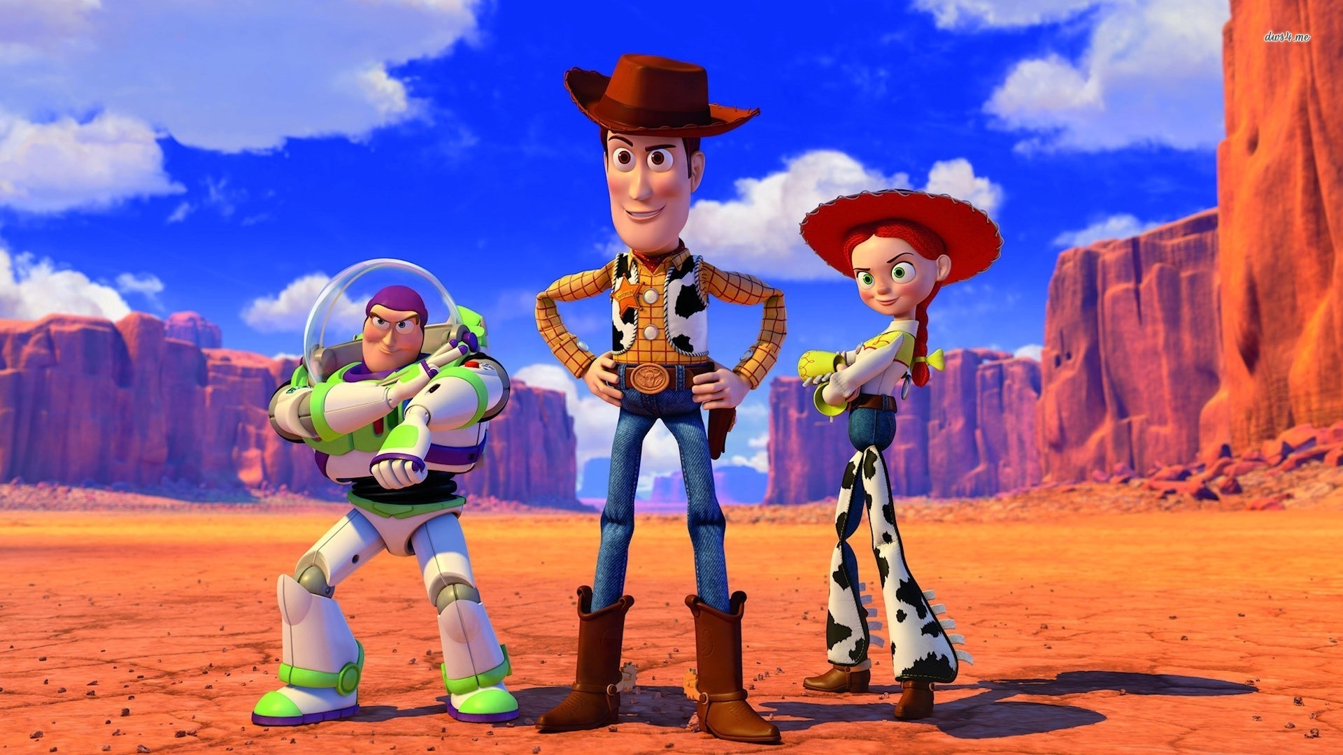 Buzz Lightyear Sheriff Woody Jessie Toy Story Cartoon Wallpaper