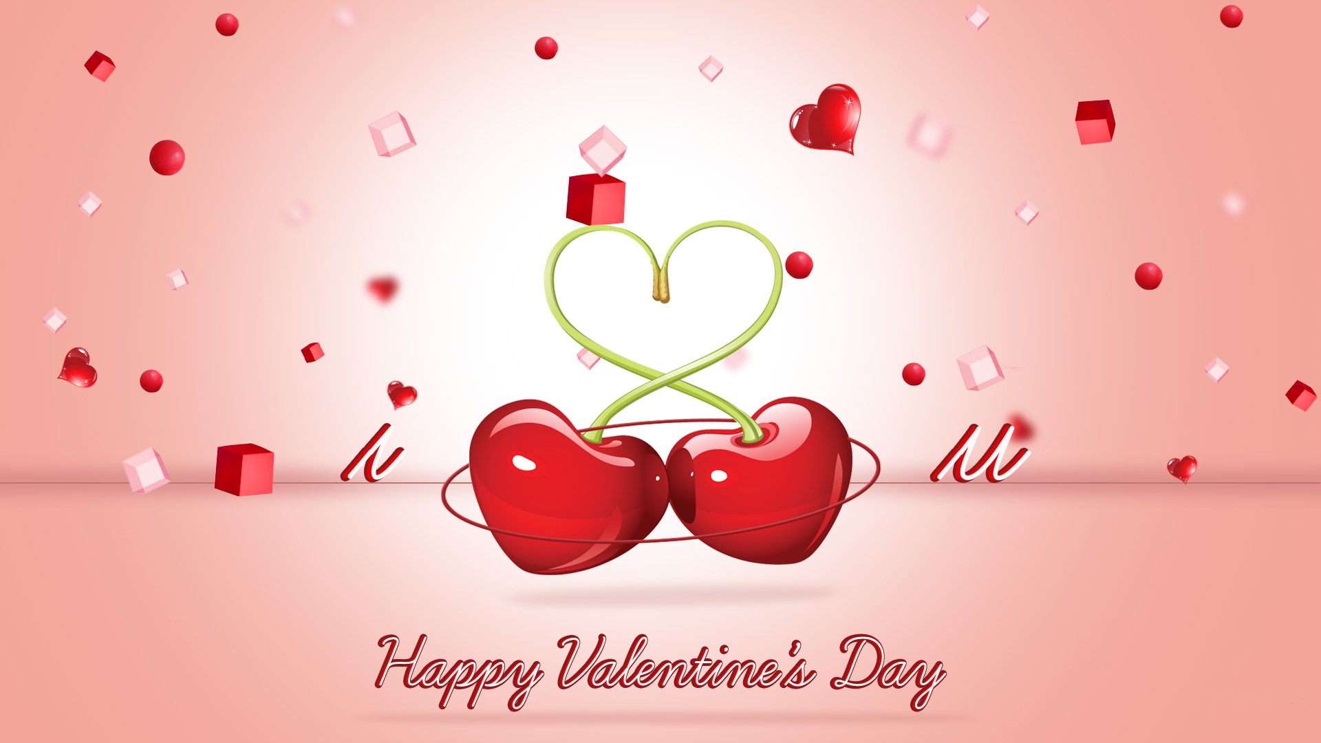 Happy Valentines Day Love Glossy Hearts Hd Wallpaper