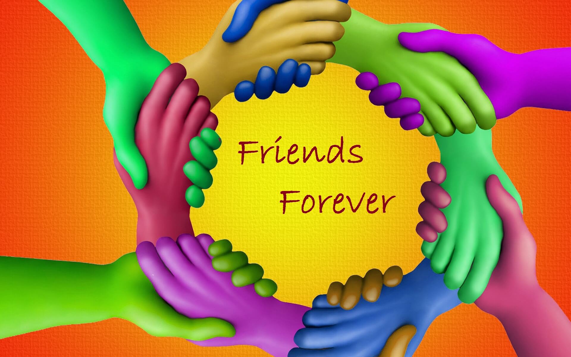 Happy Friendship Day Holding Colorful Friends Hands Wallpaper