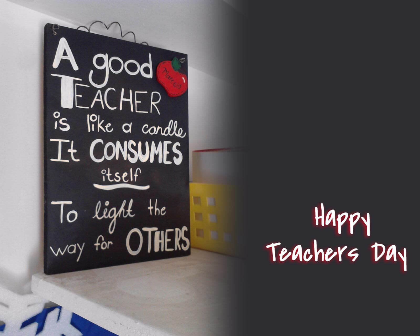 Happy Teachers Day Wishes Quotes On A Blackboard